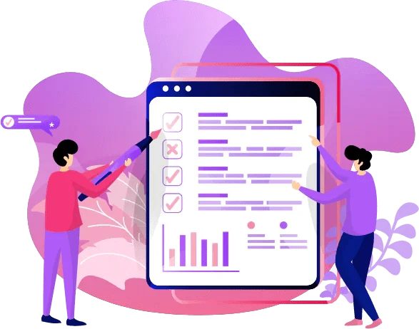 Illustration d'un sondage web rempli sur un écran