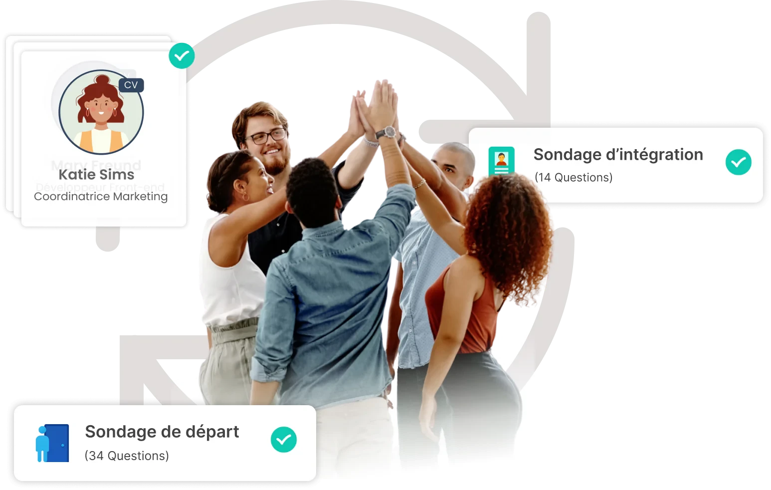 Recrutement Amélio : CV de candidat et sondages d'intégration et de départ